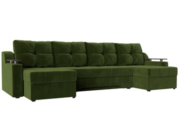 Большой П-образный диван Сенатор, Зеленый (Микровельвет) боннель в Твери
