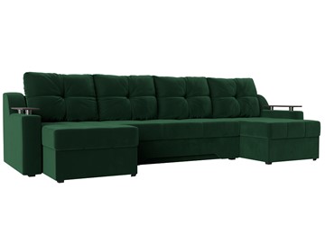 Большой П-образный диван Сенатор, Зеленый (Велюр) боннель в Твери