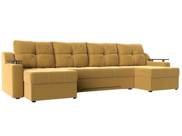 Большой П-образный диван Сенатор, Желтый (Микровельвет) боннель в Твери