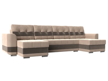 П-образный диван Честер, Бежевый/коричневый (велюр) в Твери