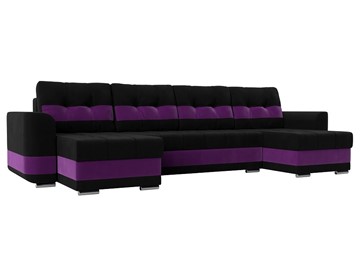 П-образный диван Честер, Черный/фиолетовый (вельвет) в Твери