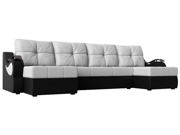 П-образный диван Меркурий П, Белый/черный (экокожа) в Твери