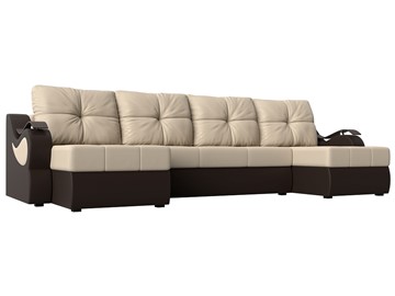 П-образный диван Меркурий П, Бежевый/коричневый (экокожа) в Твери