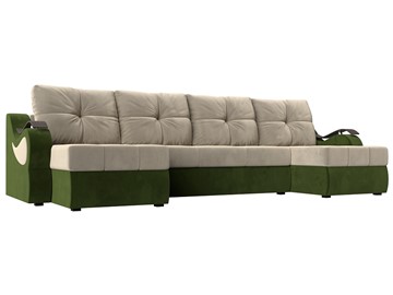 П-образный диван Меркурий П, Бежевый/зеленый (вельвет) в Твери