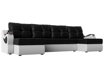 П-образный диван Меркурий П, Черный/белый (экокожа) в Твери