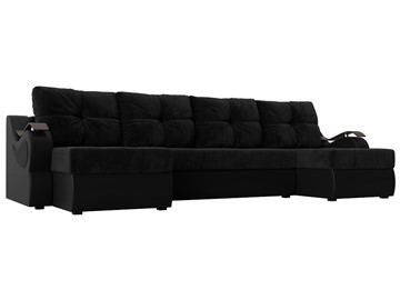 П-образный диван Меркурий П, Черный\Черный (Велюр\Экокожа) в Твери