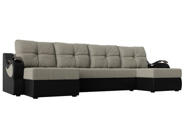П-образный диван Меркурий П, Корфу 02 (рогожка)/черный (экокожа) в Твери