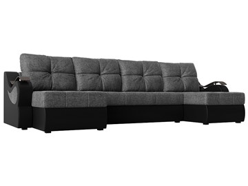 П-образный диван Меркурий П, Серый/черный (рогожка/экокожа) в Твери