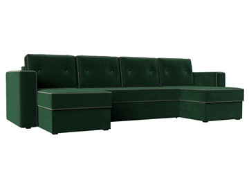 П-образный диван Принстон, Зеленый\Коричневый (Велюр) боннель в Твери