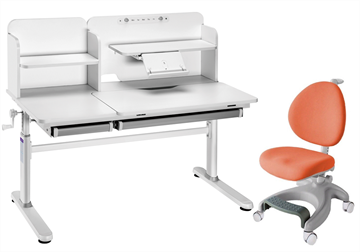 Комплект парта + кресло Iris II Grey + Cielo Orange + чехол для кресла в подарок в Твери