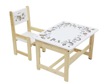 Комплект детской мебели POLINI KIDS ECO 400 SM, ЕДИНОРОГ, 68Х55 СМ, БЕЛЫЙ-НАТУРАЛЬНЫЙ в Твери