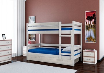 Кровать в детскую Джуниор двухъярусная с ящиками (Белый Античный) в Твери