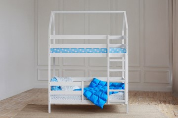 Детская двухъярусная кровать Домик, цвет белый в Твери