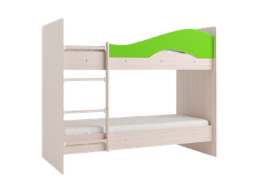 Двухэтажная детская кровать Мая на щитах со шкафом и ящиками, корпус Млечный дуб, фасад Салатовый в Твери - предосмотр 3