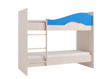 Детская 2-х ярусная кровать Мая на щитах со шкафом и ящиками, корпус Млечный дуб, фасад Синий в Твери - предосмотр 1
