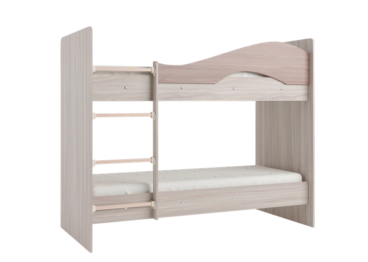 Детская двухъярусная кровать Мая с 2 ящиками на щитах, корпус Шимо светлый, фасад Шимо темный в Твери - изображение 2