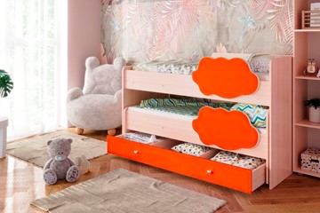 Двухэтажная детская кровать Соник 1.6 с ящиком, Оранжевый в Твери