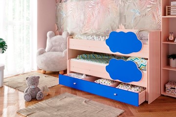 Двухъярусная детская кровать Соник 1.6 с ящиком, Синий в Твери
