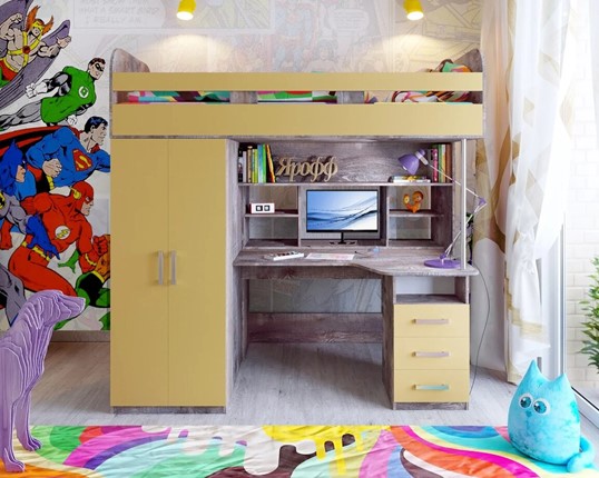 Детская кровать-чердак Аракс, каркас Бетон, фасад Зира в Твери - изображение