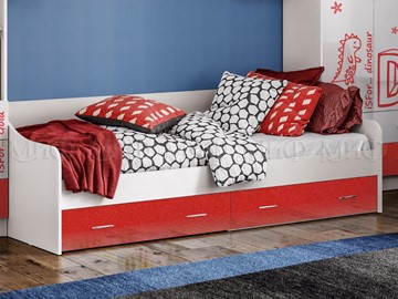 Кровать подростковая Алфавит (Красный) с ящиками в Твери