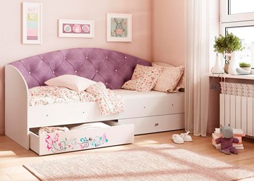 Кровать с ящиками Эльза без бортика, Фиолетовый (латы) в Твери