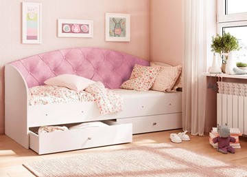Односпальная детская кровать Эльза без бортика, Розовый (латы) в Твери