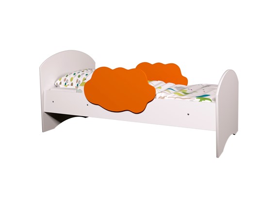 Детская кровать с бортиками Тучка, корпус Белый, фасад Оранжевый в Твери - изображение