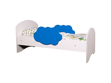 Детская кровать с бортиками Тучка, корпус Белый, фасад Синий в Твери