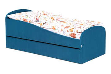 Мягкая кровать с ящиком Letmo морской (велюр) в Твери