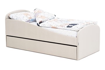 Мягкая кровать с ящиком Letmo ванильный (велюр) в Твери