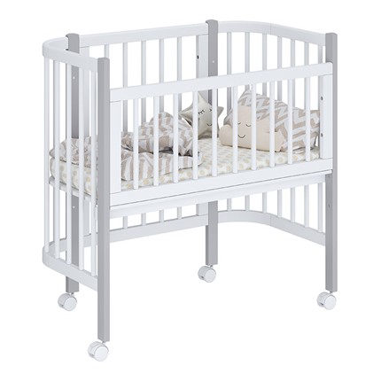 Кроватка детская приставная POLINI Kids Simple 120 Белый / Серый в Твери - изображение