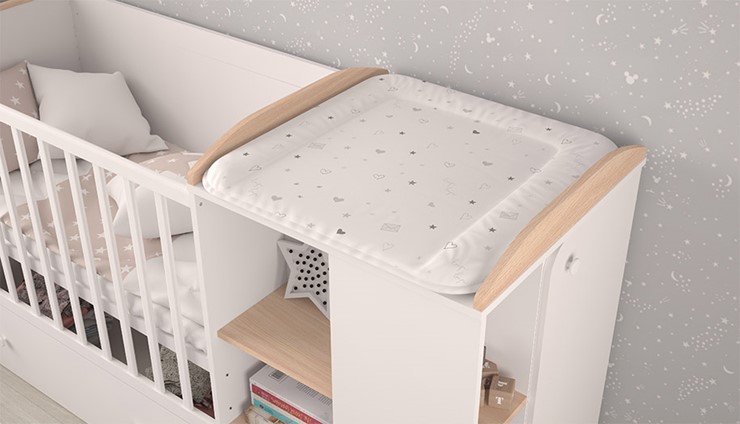 Кроватка-трансформер с комодом POLINI Kids Ameli 800 Белый / Дуб пастельный, серия AMELI в Твери - изображение 4