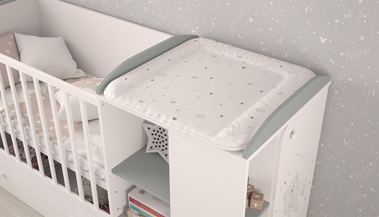 Многофункциональная кровать с комодом POLINI Kids French 800 TEDDY Белый / Серый в Твери - изображение 6