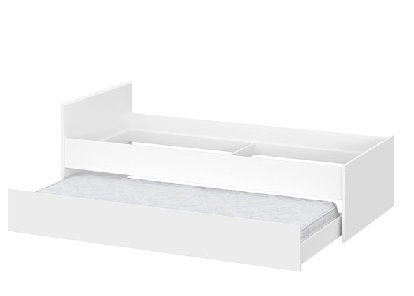 Кровать детская выкатная Токио, белый текстурный (одинарная (0,9х2,0) + выкатная) в Твери - изображение