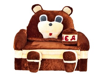 Детский диван Медведь с подушкой, ширина 120 см в Твери