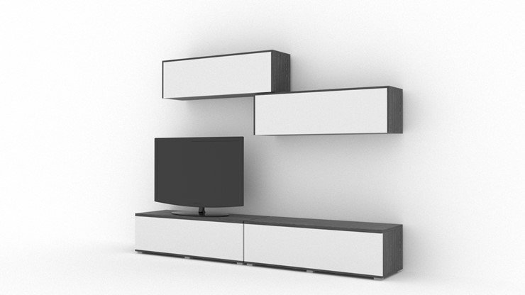 Гостиный гарнитур Куб (Cube), цвет Белый софт, Черный ясень в Твери - изображение 1