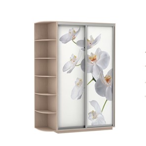 Шкаф Экспресс 1700x600x2200, со стеллажом, Орхидея белая/дуб молочный в Твери