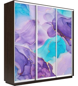 Шкаф 3-дверный Экспресс 2100х600х2200, Абстракция фиолетовая/венге в Твери
