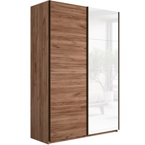 Шкаф 2-дверный Прайм (ДСП/Белое стекло) 1200x570x2300, Крафт табачный в Твери