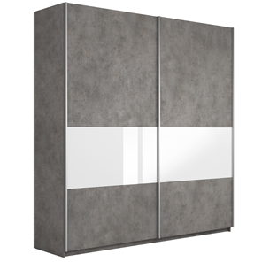 Шкаф 2-х створчатый Широкий Прайм (ДСП / Белое стекло) 2200x570x2300, Бетон в Твери