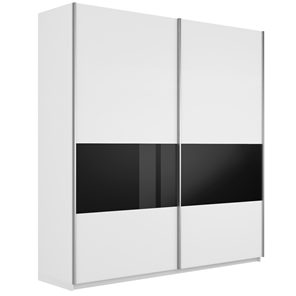 Шкаф 2-створчатый Широкий Прайм (ДСП / Черное стекло) 2200x570x2300, Белый снег в Твери