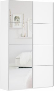 Шкаф 2-х дверный Прайм (ДСП/Зеркало) 1200x570x2300, белый снег в Твери