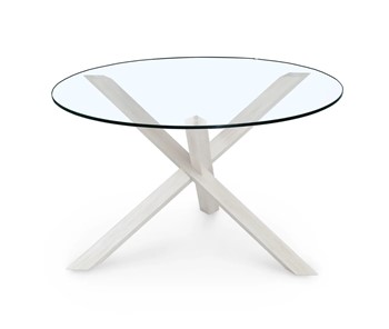 Круглый столик Оникс-3, Выбеленный дуб/Прозрачное стекло в Твери