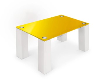 Журнальный столик Колизей-8, белый/желтое стекло в Твери
