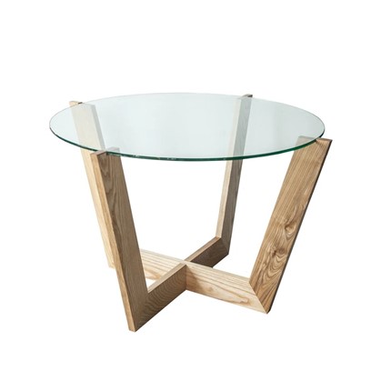 Журнальный столик Оникс-10, Натуральный массив/Прозрачное стекло в Твери - изображение