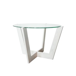 Круглый столик Оникс-10, Выбеленный дуб/Прозрачное стекло в Твери