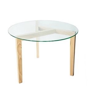 Круглый столик Оникс-7, Натуральный массив/Прозрачное стекло в Твери