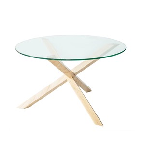 Круглый столик Оникс-3, Натуральный массив/Прозрачное стекло в Твери - предосмотр