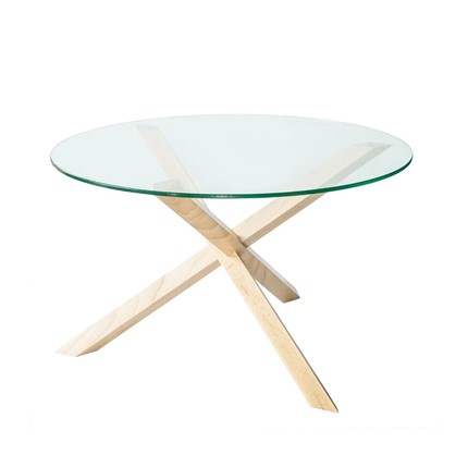Круглый столик Оникс-3, Натуральный массив/Прозрачное стекло в Твери - изображение