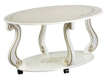 Овальный столик Овация-М на колесах (слоновая кость/золото) в Твери